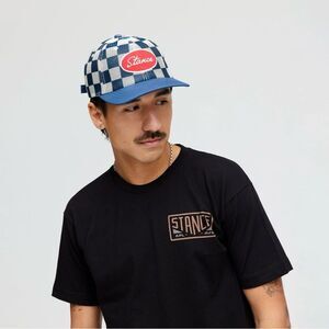 Stance NWT Men’s Size OS Blue Cream Mesh Checked Adjustable Brass Clip Hat Cap